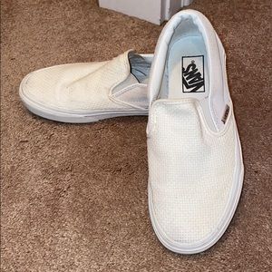 Vans white slip ons